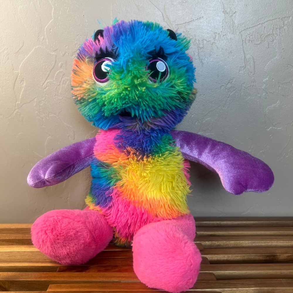 Build-A-Bear Workshop Rainbow Shaggy Monster Plush Purple Arms Multi-Color 16in